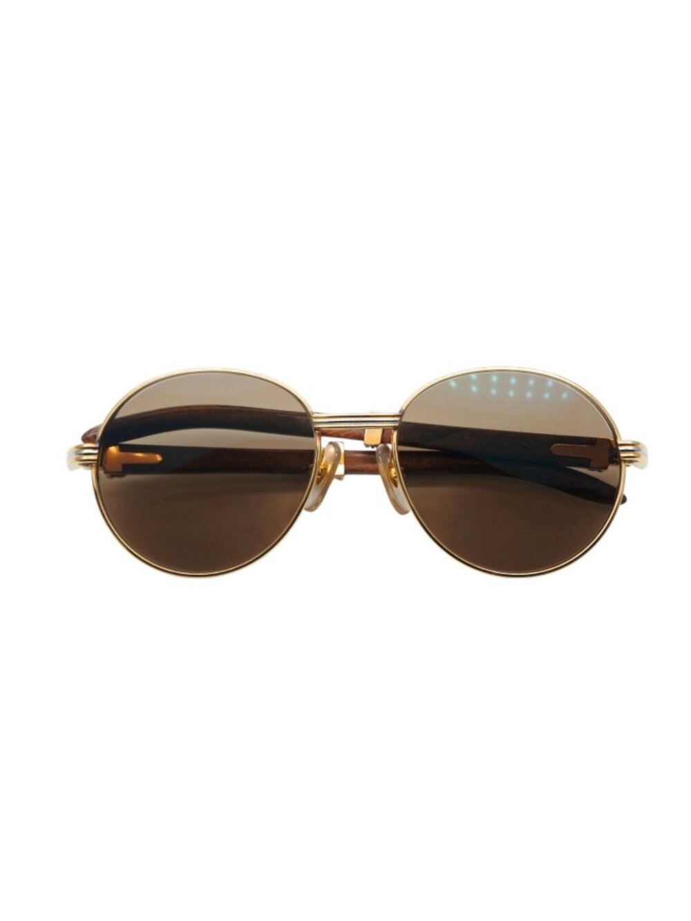 Cartier Oval Sunglasses Eyewear Trinity Wood Temple Gold